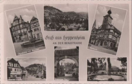 Heppenheim - u.a. Apotheke mit Brunnen - ca. 1955 Heppenheim - u.a. Apotheke mit Brunnen - ca. 1955
