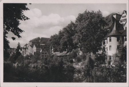 Tübingen - Neckarpartie mit Hölderlinturm - 1951 Tübingen - Neckarpartie mit Hölderlinturm - 1951