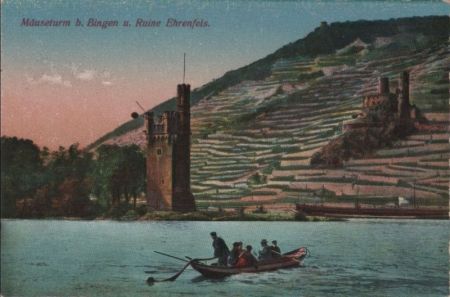 Bingen, Mäuseturm - u. Ruine Ehrenfels - ca. 1920 Bingen, Mäuseturm - u. Ruine Ehrenfels - ca. 1920
