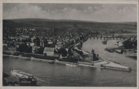 Koblenz - Deutsches Eck von oben - 1939 Koblenz - Deutsches Eck von oben - 1939