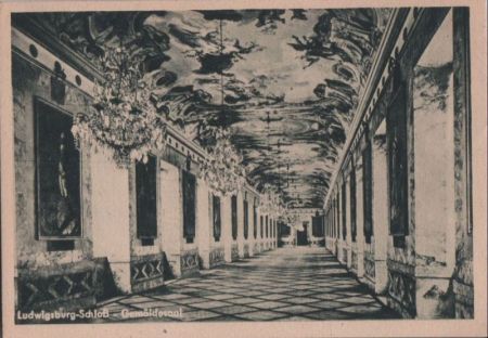 Ludwigsburg - Gemäldesaal im Schloß - ca. 1950 Ludwigsburg - Gemäldesaal im Schloß - ca. 1950