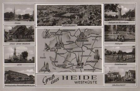 Heide - u.a. DEA und Kirche - ca. 1955 Heide - u.a. DEA und Kirche - ca. 1955