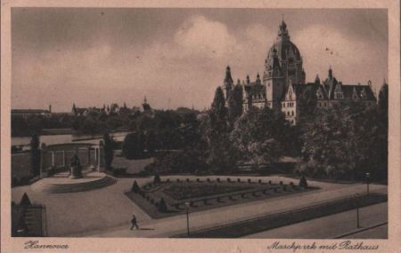 Hannover - Maschpark mit Rathaus - 1933 Hannover - Maschpark mit Rathaus - 1933