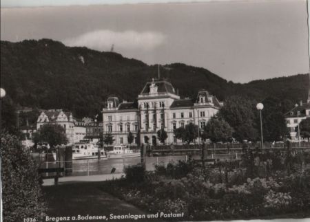 Österreich - Bregenz - Seeanlagen und Postamt - 1961 Österreich - Bregenz - Seeanlagen und Postamt - 1961