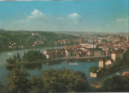 Passau - Zusammenfluß von Donau, Inn und Ilz - ca. 1980 Passau - Zusammenfluß von Donau, Inn und Ilz - ca. 1980