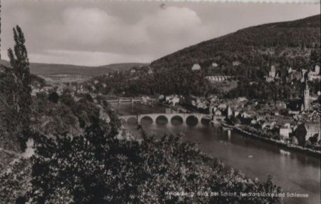 Heidelberg - Schloß, Neckarbrücke und Schleuse - 1958 Heidelberg - Schloß, Neckarbrücke und Schleuse - 1958