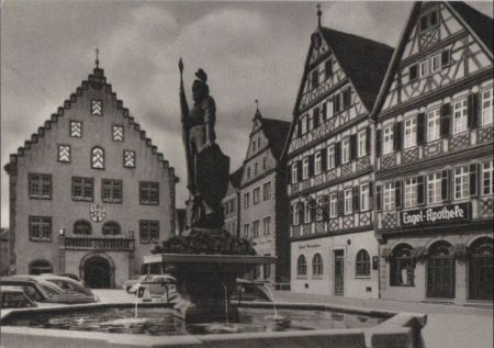 Bad Mergentheim - Milchlingsbrunnen am Rathaus - ca. 1965 Bad Mergentheim - Milchlingsbrunnen am Rathaus - ca. 1965