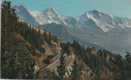 Schweiz - Schynige Platte-Bahn - mit Eiger, Mönch und Jungfrau - 1977 Schweiz - Schynige Platte-Bahn - mit Eiger, Mönch und Jungfrau - 1977