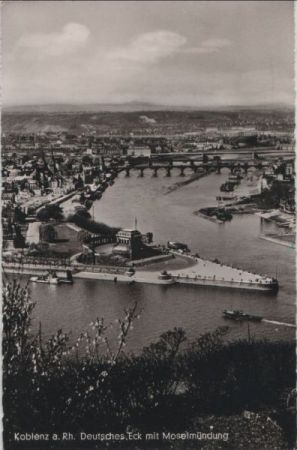 Koblenz - Deutsches Eck mit Moselmündung - 1956 Koblenz - Deutsches Eck mit Moselmündung - 1956