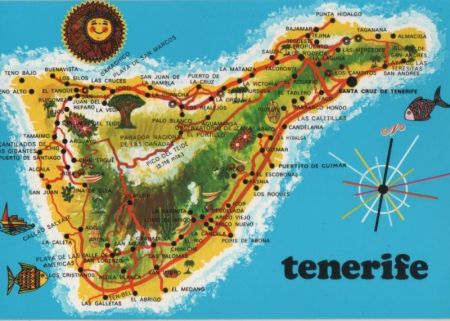 Spanien - Teneriffa - Übersichtskarte - ca. 1985 Spanien - Teneriffa - Übersichtskarte - ca. 1985