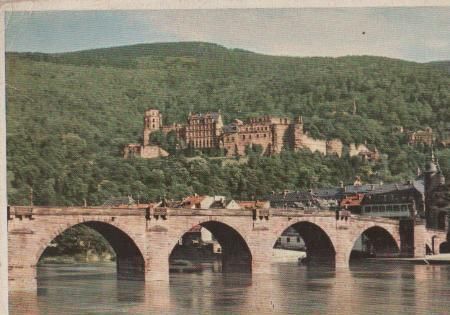 Heidelberg - Neckarbrücke und Schloss - 1954 Heidelberg - Neckarbrücke und Schloss - 1954