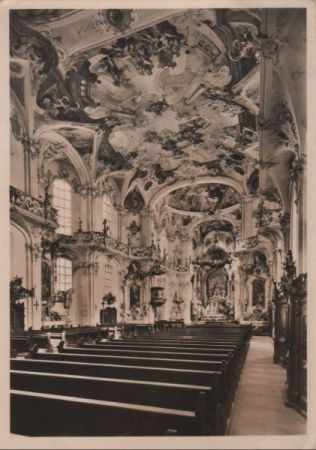 Uhldingen-Mühlhofen, Birnau - Wallfahrtskirche, Schrägblick - ca. 1960 Uhldingen-Mühlhofen, Birnau - Wallfahrtskirche, Schrägblick - ca. 1960