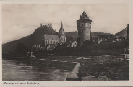 Oberwesel - mit Ruine Schönburg - ca. 1950 Oberwesel - mit Ruine Schönburg - ca. 1950