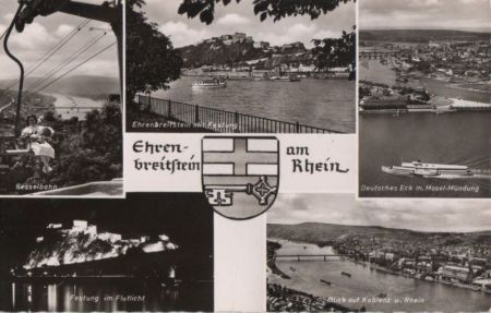 Koblenz, Ehrenbreitstein - mit Deutschem Eck - ca. 1960 Koblenz, Ehrenbreitstein - mit Deutschem Eck - ca. 1960