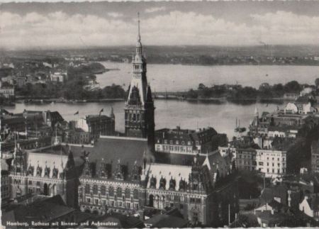 Hamburg - Rathaus mit Binnen- und Außenalster - ca. 1955 Hamburg - Rathaus mit Binnen- und Außenalster - ca. 1955