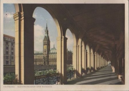 Hamburg - Alsterarkaden und Rathaus - 1955 Hamburg - Alsterarkaden und Rathaus - 1955