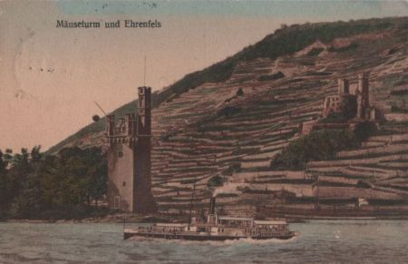 Rüdesheim, Ruine Ehrenfels - und Mäuseturm - 1925 Rüdesheim, Ruine Ehrenfels - und Mäuseturm - 1925