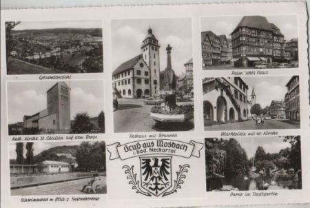 Mosbach - u.a. Rathaus mit Brunnen - ca. 1960 Mosbach - u.a. Rathaus mit Brunnen - ca. 1960