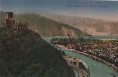 Lahnstein-Oberlahnstein, Burg Lahneck - mit Niederlahnstein - 1925 Lahnstein-Oberlahnstein, Burg Lahneck - mit Niederlahnstein - 1925