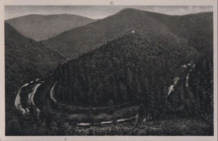Schwarza - Karussellbogen mit Jagdturm Eberstein - ca. 1950 Schwarza - Karussellbogen mit Jagdturm Eberstein - ca. 1950