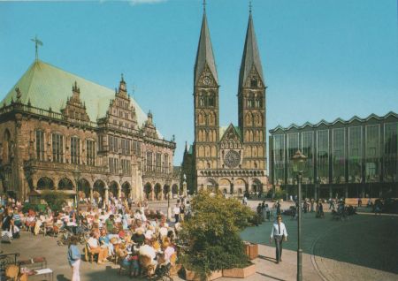 Bremen - Marktplatz mit Rathaus - ca. 1985 Bremen - Marktplatz mit Rathaus - ca. 1985