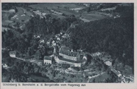 Bensheim-Schönberg - vom Flugzeug aus - ca. 1955 Bensheim-Schönberg - vom Flugzeug aus - ca. 1955