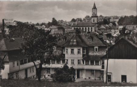 Markneukirchen - Teilansicht mit Gewerbemuseum - 1957 Markneukirchen - Teilansicht mit Gewerbemuseum - 1957