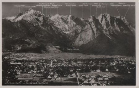 Garmisch-Partenkirchen - gegen Wetterstein-Massiv - ca. 1960 Garmisch-Partenkirchen - gegen Wetterstein-Massiv - ca. 1960
