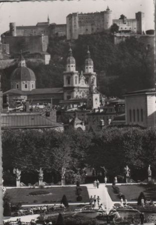 Österreich - Salzburg - Mirabellgarten mit Dom und Festung - 1957 Österreich - Salzburg - Mirabellgarten mit Dom und Festung - 1957