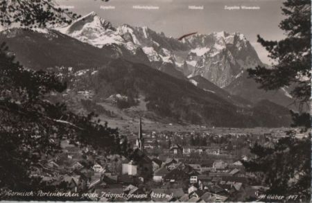 Garmisch-Partenkirchen - gegen Zugspitzgruppe - 1954 Garmisch-Partenkirchen - gegen Zugspitzgruppe - 1954