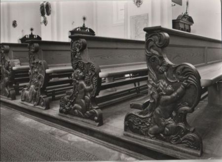 Irsee - Benediktinerstiftskirche, Gestühlwangen - ca. 1965 Irsee - Benediktinerstiftskirche, Gestühlwangen - ca. 1965