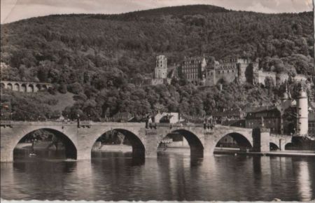 Heidelberg - Schloß mit alter Brücke - ca. 1955 Heidelberg - Schloß mit alter Brücke - ca. 1955