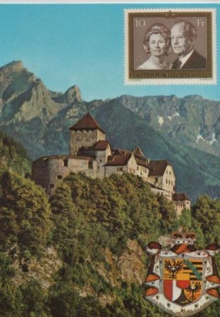 Liechtenstein - Vaduz - Schloss mit Fürstenpaar - ca. 1980 Liechtenstein - Vaduz - Schloss mit Fürstenpaar - ca. 1980
