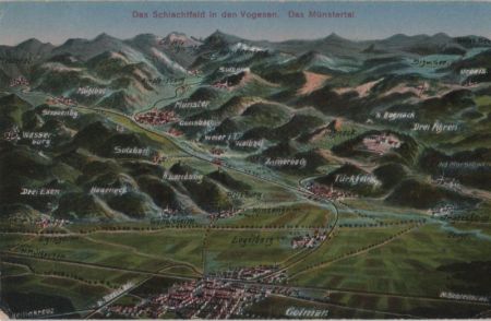 Vogesen - Schlachtfeld, Übersichtskarte - 1917 Vogesen - Schlachtfeld, Übersichtskarte - 1917