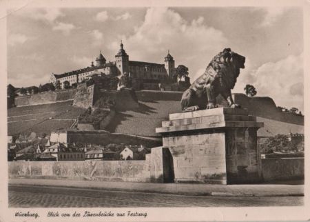 Würzburg - Blick von der Löwenbrücke - ca. 1960 Würzburg - Blick von der Löwenbrücke - ca. 1960