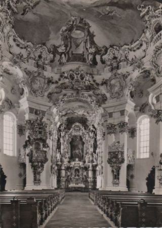 Steingaden-Wieskirche - Blick vom Eingang - ca. 1960 Steingaden-Wieskirche - Blick vom Eingang - ca. 1960