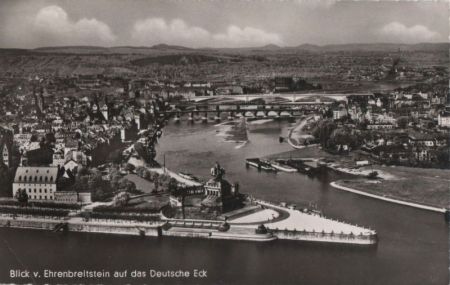 Koblenz - Deutsches Eck von Ehrenbreitstein - 1956 Koblenz - Deutsches Eck von Ehrenbreitstein - 1956