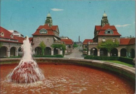 Bad Nauheim - Sprudelhof, Blick zum Bahnhof - 1973 Bad Nauheim - Sprudelhof, Blick zum Bahnhof - 1973