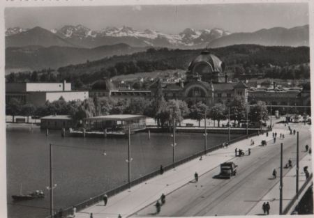 Schweiz - Luzern - Bahnhof mit Alpen - ca. 1960 Schweiz - Luzern - Bahnhof mit Alpen - ca. 1960