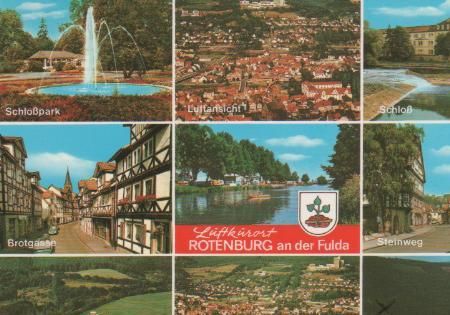 Rotenburg - Luftansicht, Schloß, Brotgasse, Steinweg, Bundesschule d. Betr. Krankenk., Luftansicht Rotenburg - Luftansicht, Schloß, Brotgasse, Steinweg, Bundesschule d. Betr. Krankenk., Luftansicht