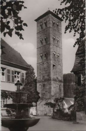 Calw-Hirsau - Eulenturm mit Pfarrbrunnen - ca. 1960 Calw-Hirsau - Eulenturm mit Pfarrbrunnen - ca. 1960