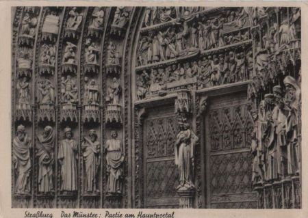 Frankreich - Strasbourg - Das Münster, Partie am Hauptportal - ca. 1955 Frankreich - Strasbourg - Das Münster, Partie am Hauptportal - ca. 1955