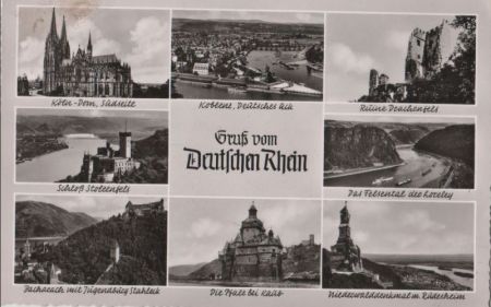 Rhein - u.a. Niederwalddenkmal mit Rüdesheim - 1956 Rhein - u.a. Niederwalddenkmal mit Rüdesheim - 1956