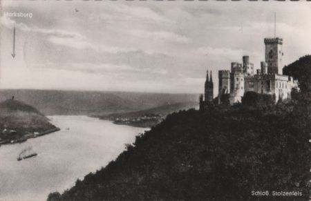 Koblenz, Schloß Stolzenfels - mit Marksburg - 1964 Koblenz, Schloß Stolzenfels - mit Marksburg - 1964