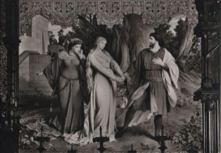 Schwangau Neuschwanstein - Wandgemälde, Tristans Abschied von Isolde - ca. 1960 Schwangau Neuschwanstein - Wandgemälde, Tristans Abschied von Isolde - ca. 1960