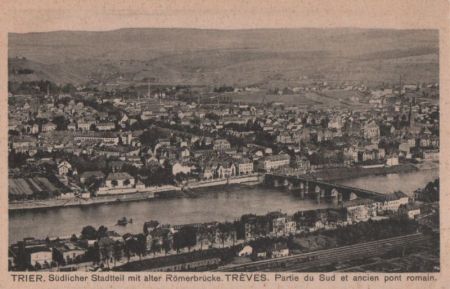 Trier - Südlicher Stadtteil mit Römerbrücke - ca. 1935 Trier - Südlicher Stadtteil mit Römerbrücke - ca. 1935