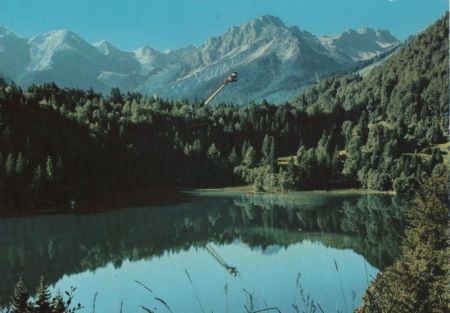 Oberstdorf - Freibergsee mit Skiflugschanze - 1975 Oberstdorf - Freibergsee mit Skiflugschanze - 1975