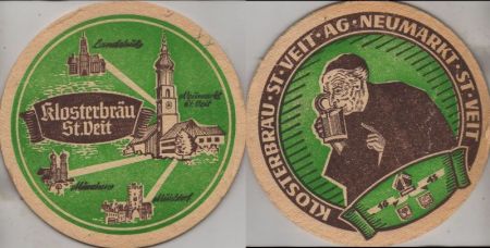 Bierdeckel rund - Klosterbräu, St. Veit Bierdeckel rund - Klosterbräu, St. Veit