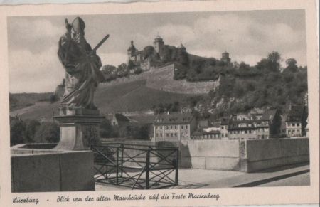 Würzburg - Blick von der alten Mainbrücke - 1957 Würzburg - Blick von der alten Mainbrücke - 1957