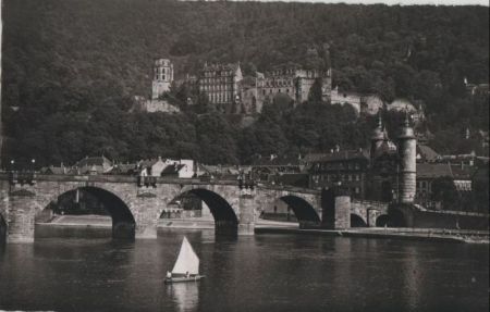 Heidelberg - Alte Neckarbrücke und Schloß - 1954 Heidelberg - Alte Neckarbrücke und Schloß - 1954